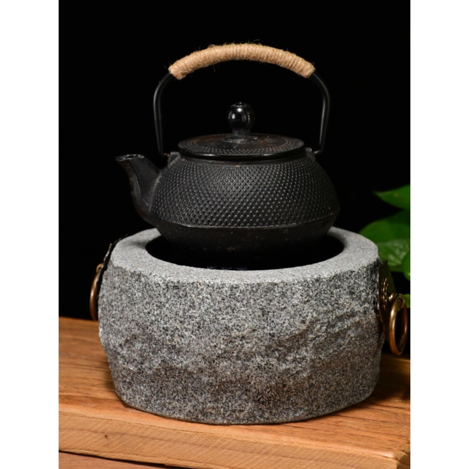 石头围炉煮茶小火炉烧烤炭炉取暖烤茶石头烤火盆茶罐罐茶炉石头炉