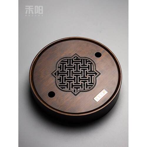 禾阳 竹制茶盘家用简易沥水茶盘办公小型竹茶台功夫茶具储水茶盘