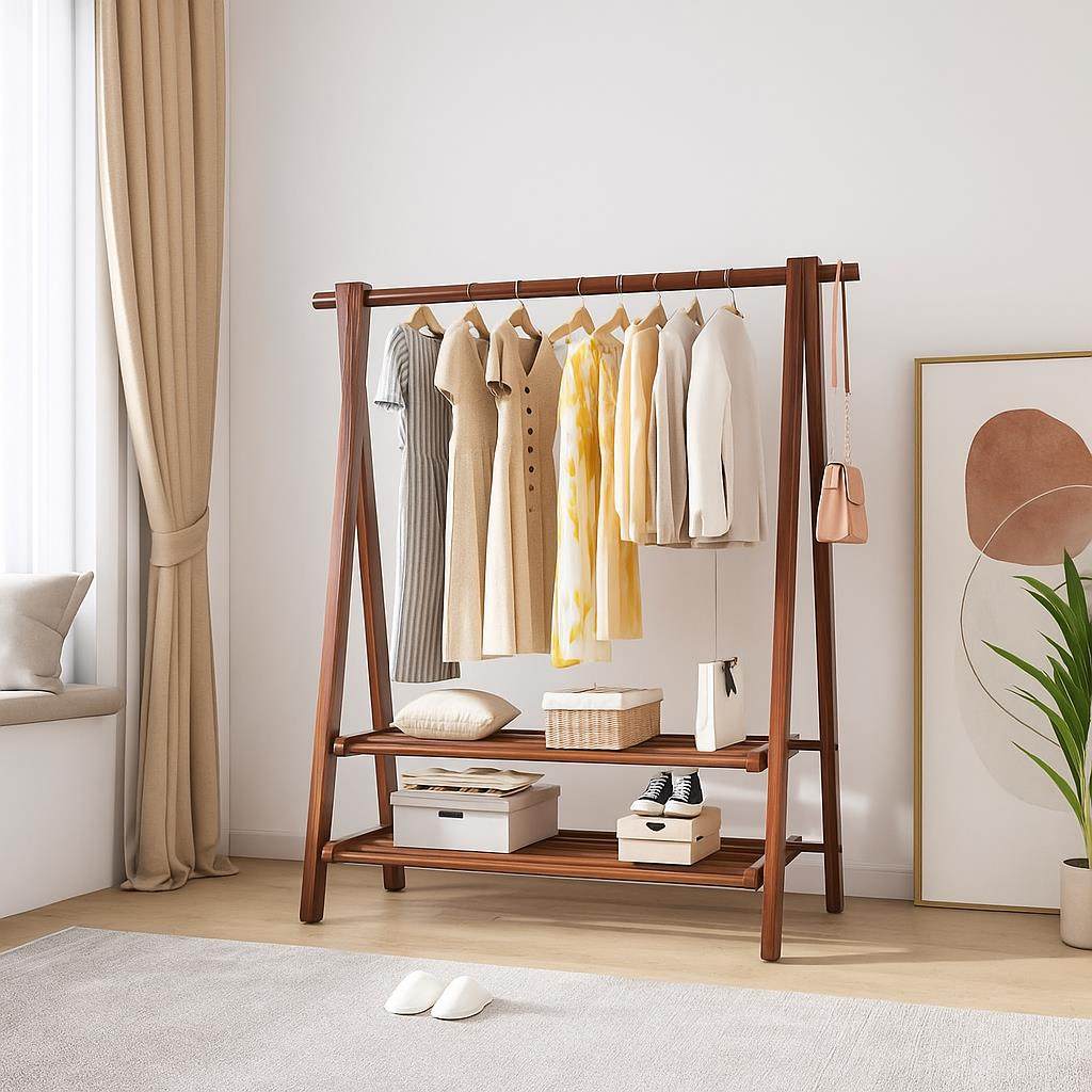 实木挂衣架落地窄衣帽架卧室放脱下的衣服2025新款简易移动衣架