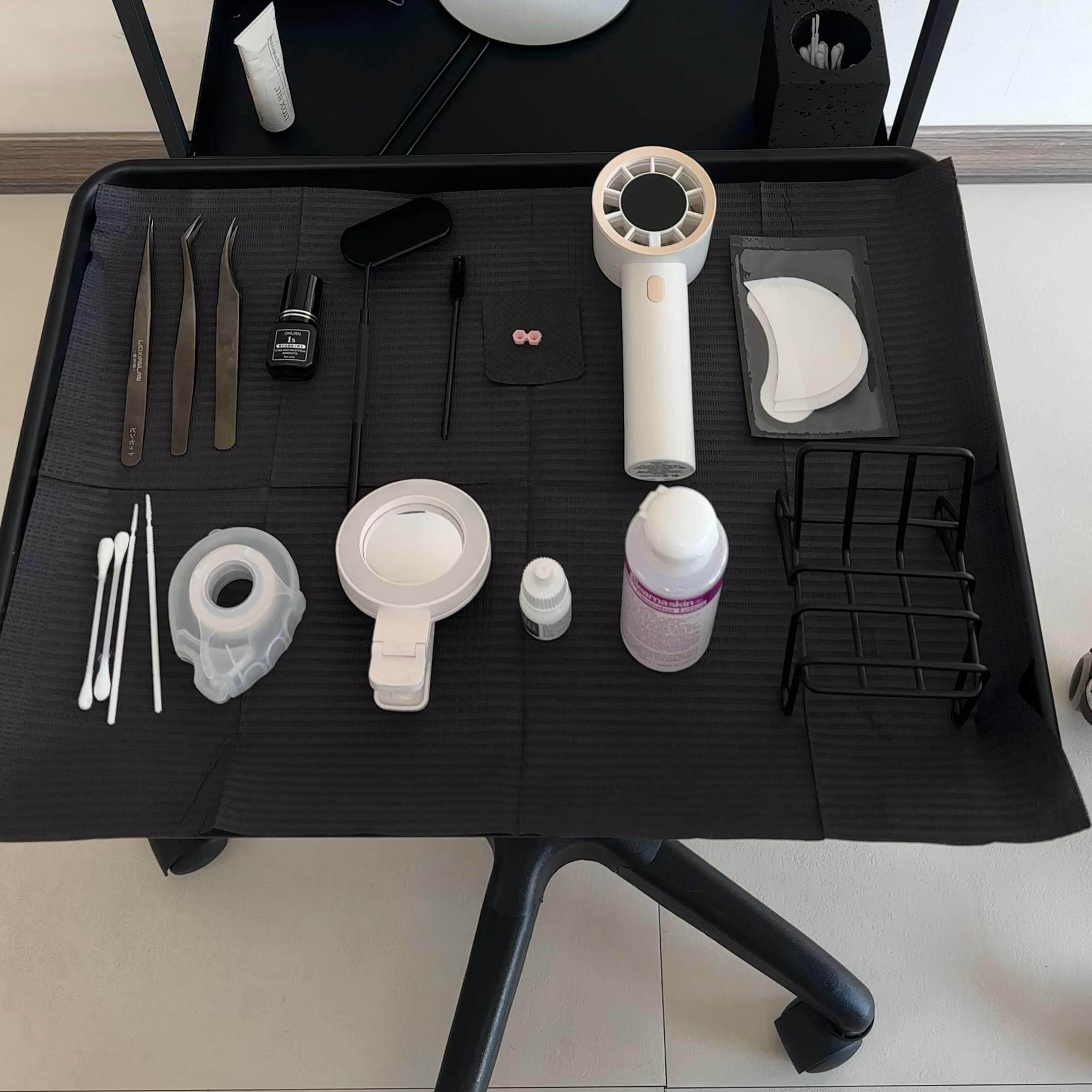 美睫操作台睫毛推车铝合金理髲美容美发工具架美甲工具吹风机架推