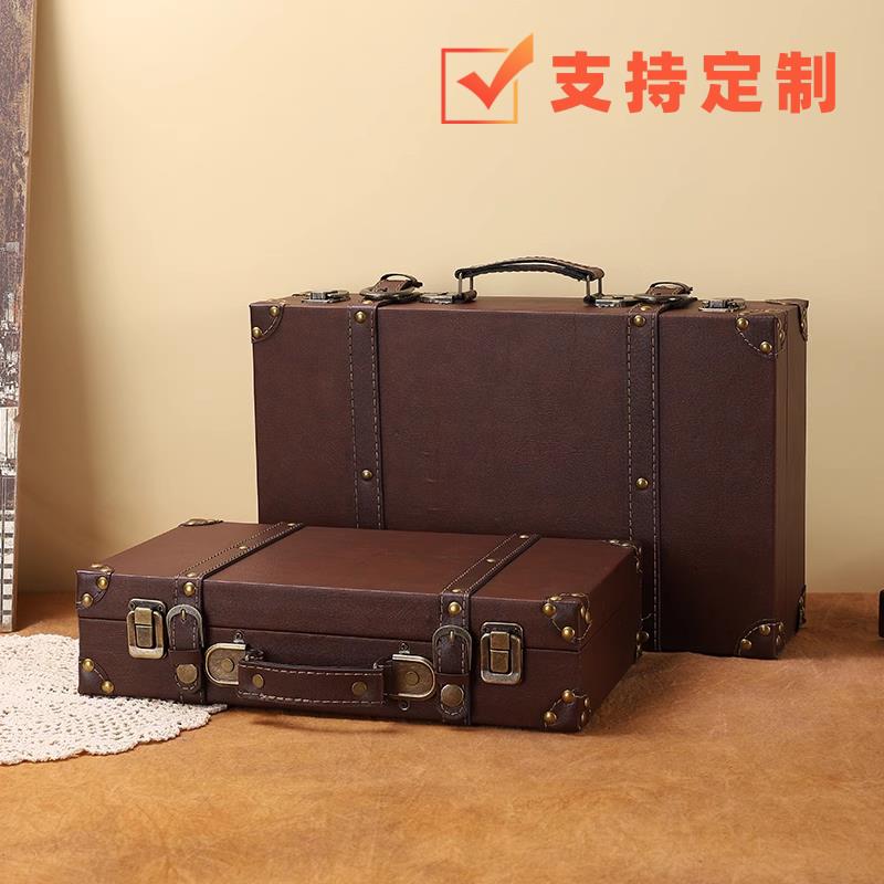 复古手提箱皮箱老式收纳箱英伦风摄影道具箱子木箱摆件行李旅行箱图片