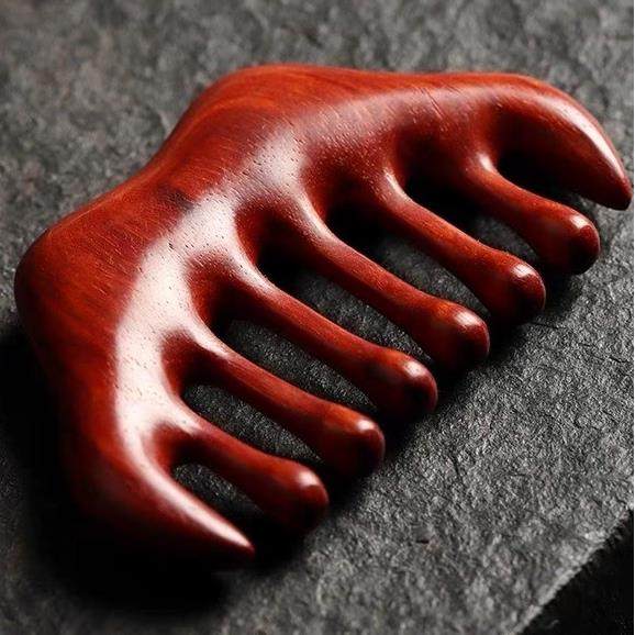 印度小叶紫檀梳子按摩梳头部按摩梳子宽齿梳木梳天然经络梳