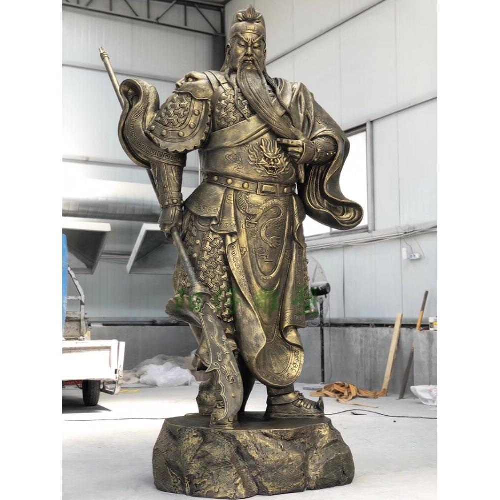 彷铜关羽玻璃钢雕塑 寺庙建设神像大型关公纯铜铸铜摆件雕像 镇宅