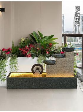 真石定制石碗循环水鱼塘阳台景观室外花园庭院景观室内摆件