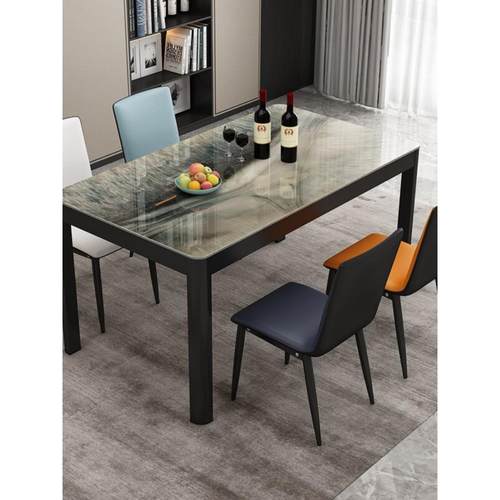 餐桌椅组合简约小户型4人6长方形家用快餐出租吃饭桌子钢化玻璃桌