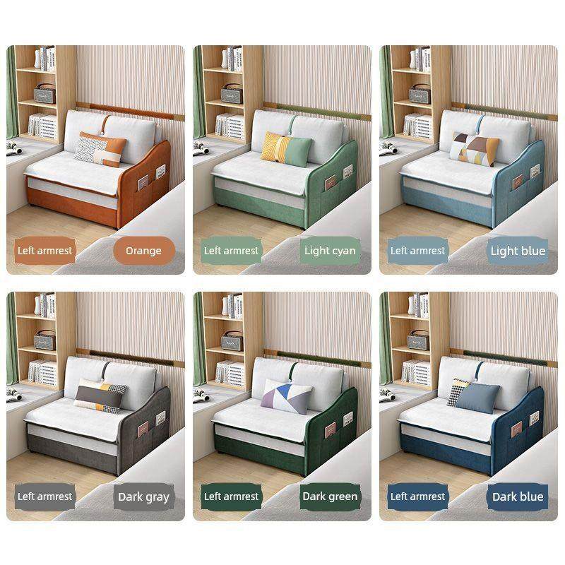 单边扶手收纳儿童布艺沙发床折叠两用多功能可伸缩单人位2023新款