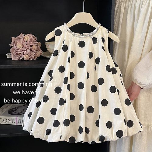 韩国童装女童连衣裙夏季款小女孩花苞背心裙儿童时髦棉布无袖裙子