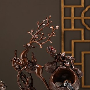 福鹿福禄进门口玄关钥匙收纳摆件轻奢F客厅家居电视柜鹿装饰品入