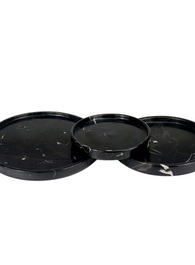 现代简约大理石圆形托盘摆件样板C房间酒店民宿卫生间洗手台收纳