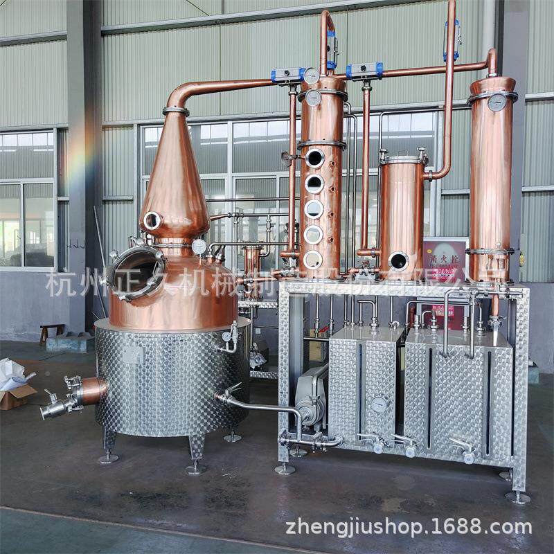 50紫铜威L士忌蒸馏器 蒸汽加热0塔式金酒酿造设备谷EQP物威士忌