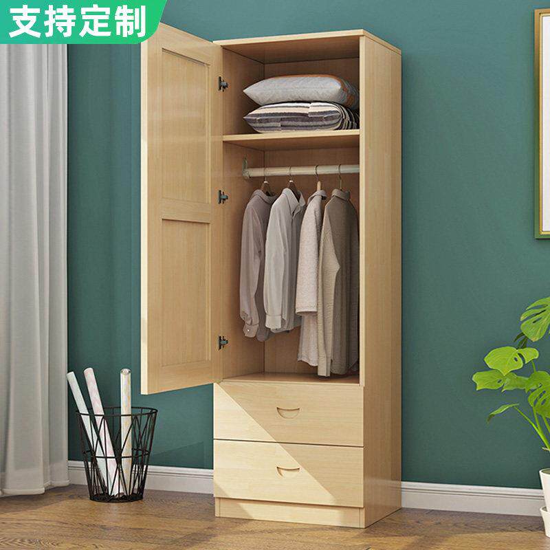 实木衣柜家用卧室小型单门衣橱出租房专用儿童储物柜松木简易柜子