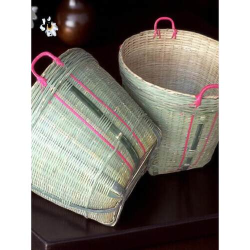 精品大号箩筐竹编制品淘米箩篼粮食竹筐收纳篓喜事筐簸箕蔬果箩筐