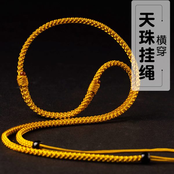 天珠挂绳锁骨横穿吊坠玉石玉文玩手工编织绳男女挂脖双头挂坠绳子