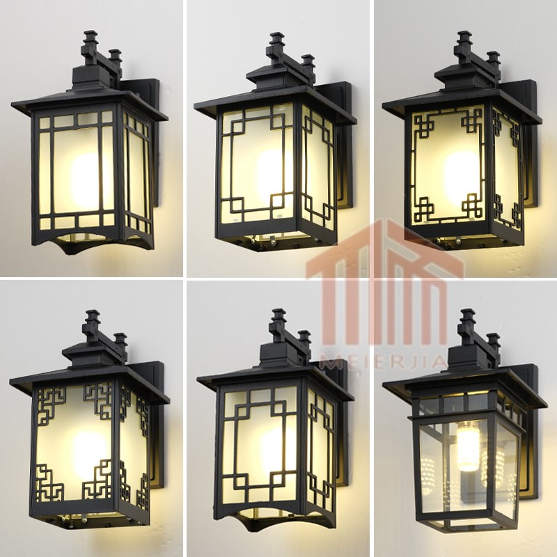 中式太阳能e户外防水壁灯别墅庭院外墙大门两侧阳台室外花园复古