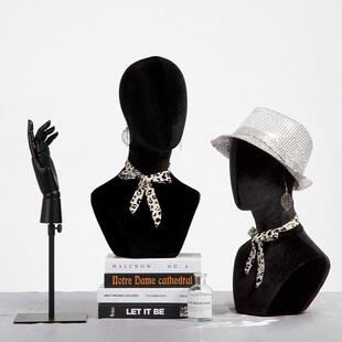 头模陈列架道具帽子头饰假发耳环饰品展示道具可扎针发泡包布头模