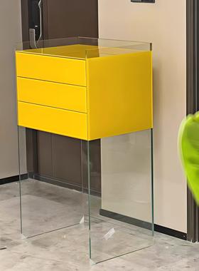 GLAS简约玻璃边柜现代极简角柜客厅轻奢家用收纳柜入户玄关收纳柜