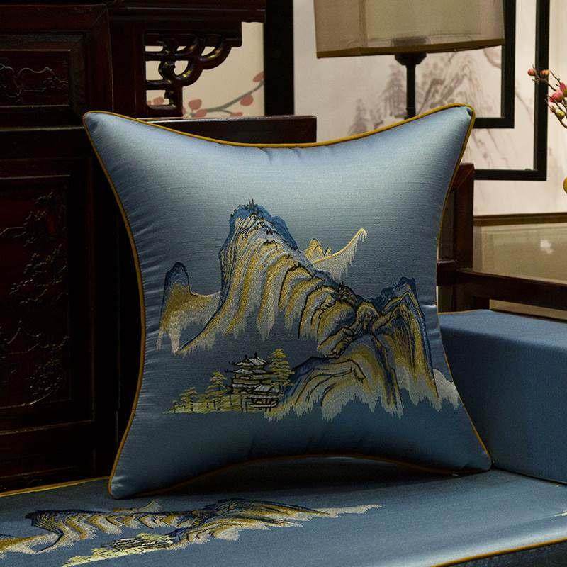 红木沙发坐垫中式绣花沙发靠背实木家具椅垫靠垫防滑加厚罗汉床垫