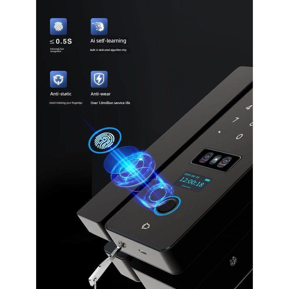 玻璃门3D人脸识别智能锁密码锁办公室人脸扫描指纹锁双单数字门禁