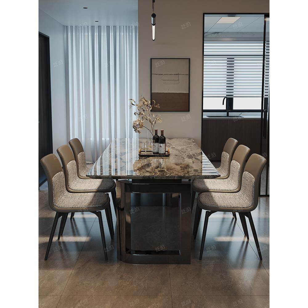 奥利奥灰色豪华石材大理石餐桌和椅子组合现代简单的小公寓餐桌长,住宅家具,大理石餐桌,淘宝优惠券,粉丝福利购,淘宝优惠卷