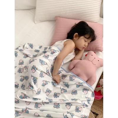 幼儿园午睡被子单人夏凉被婴儿童冰丝盖毯小飞象 毯子卡通网眼被
