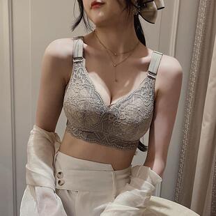 卉岩收副乳调整型大尺码内衣女聚拢无钢圈大胸显小防下垂全罩杯文