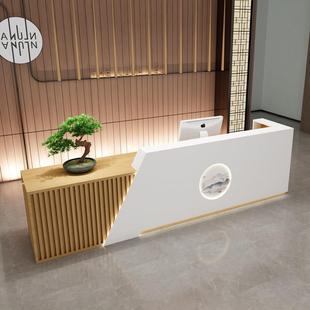 新中式收银台仿大理石商用吧台足浴养生服务台公司前台接待台定制