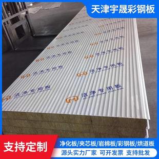 天津水波纹岩棉板彩钢板 隔断保温 隔墙覆合净化夹芯板室内轻质