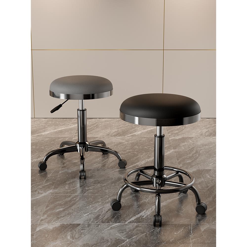 大工凳美发美容凳子升降圆凳旋转滑轮理发店椅子化妆凳剪发廊美甲