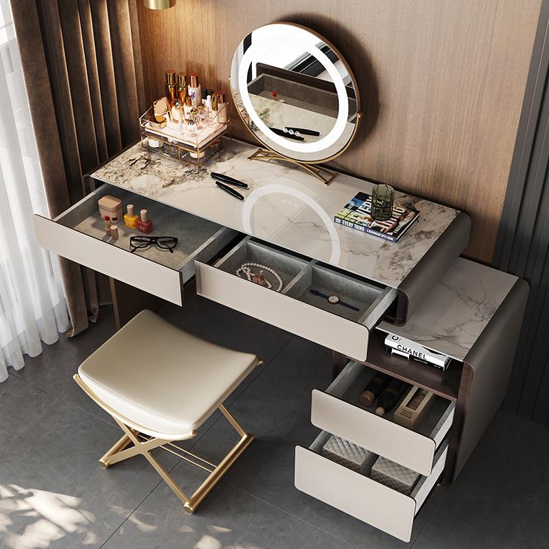岩板化妆台斗柜一体实木化妆台现代简约小户型主卧轻奢高级化妆桌