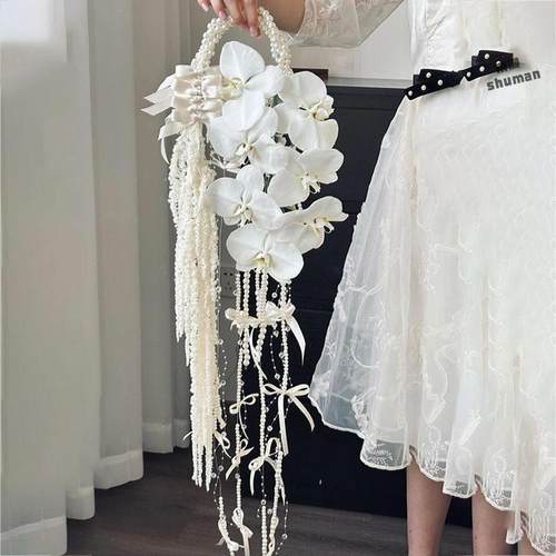 高级感瀑布手捧彷真蝴蝶兰花束diy材料包送闺蜜朋友新婚礼物领证