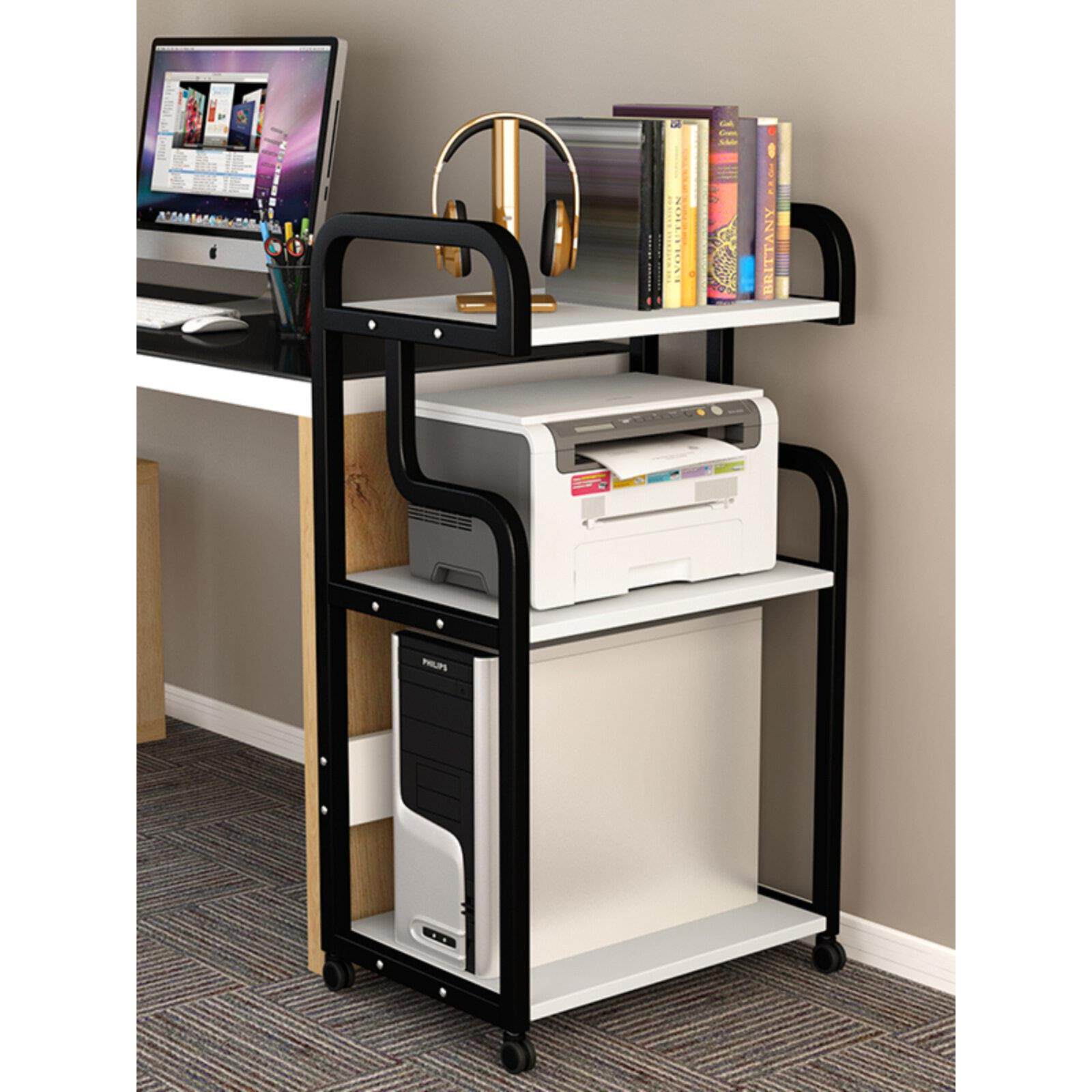 电脑主机货架地板站立式办公桌打印机桌子储物架办公室可移动多层