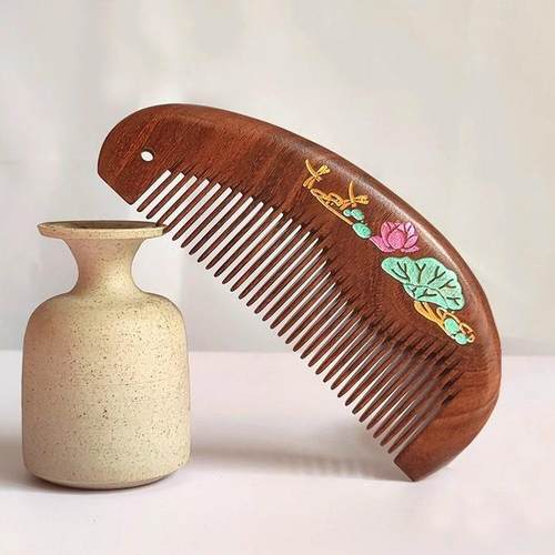 谭木梳匠微瑕疵檀木梳子手工天然檀香梳子处理静电家用顺发护发梳