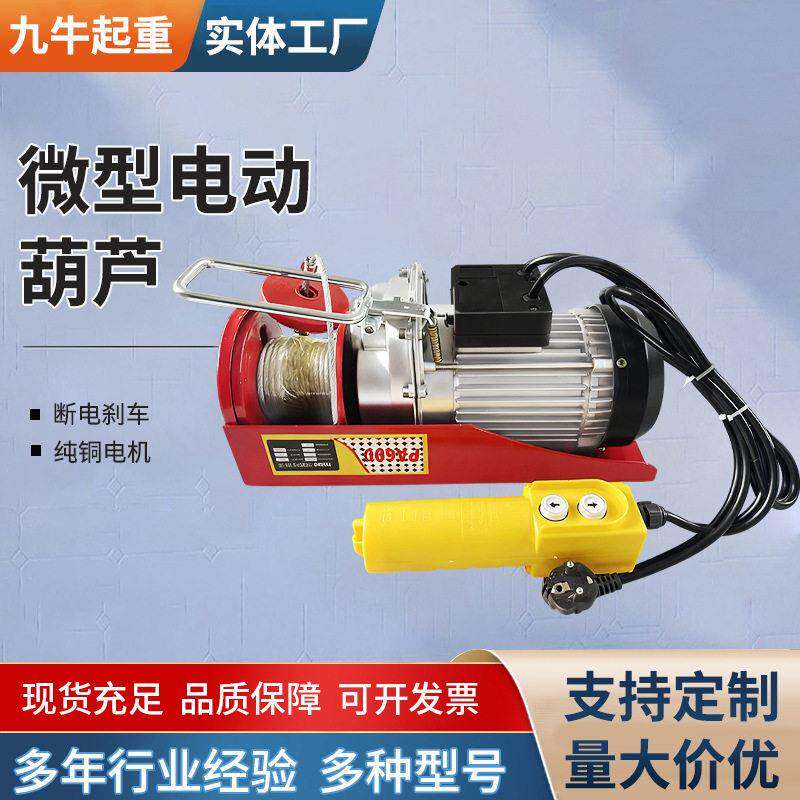 微型电动葫芦家用钢丝绳提升机小型起重机有线遥控220v装修小吊机
