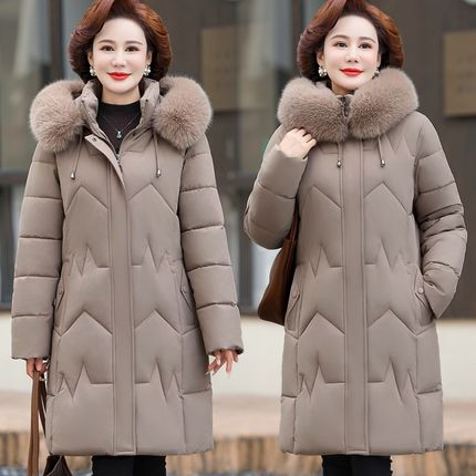 中老年棉衣女中长款50岁妈妈冬装羽绒棉服中年女洋气棉袄2Z024新