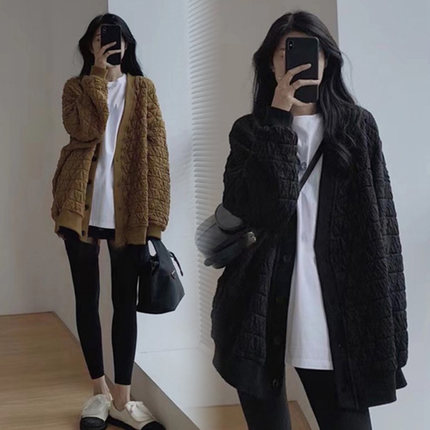 孕妇装秋款2022新款秋装套装秋冬装开衫外套中长T款潮妈卫衣两件
