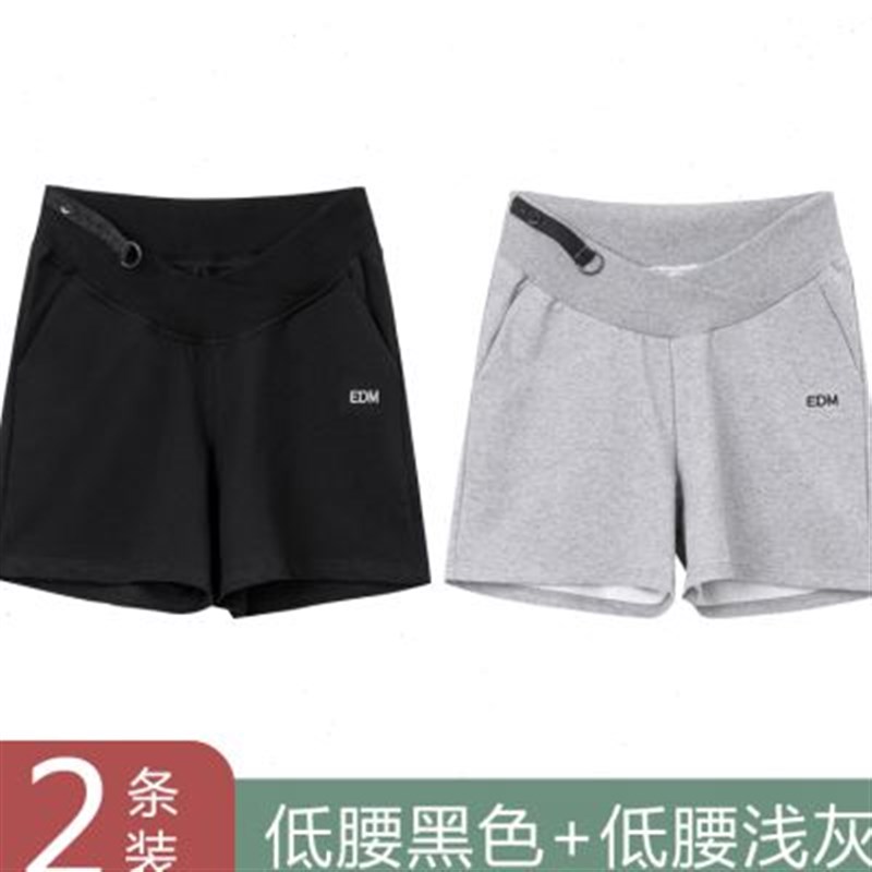 孕妇短裤c女夏季外穿薄款低腰宽松阔腿三分运动短裤打底裤子春夏