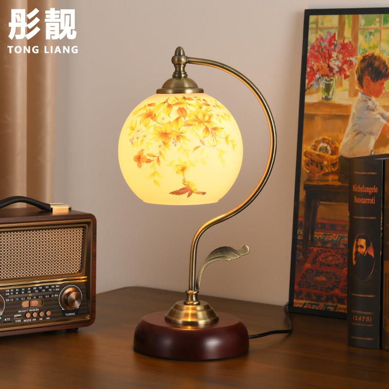 新婚长明灯床头灯卧室复古实木喜庆长明灯结婚浪漫古典老上海灯具