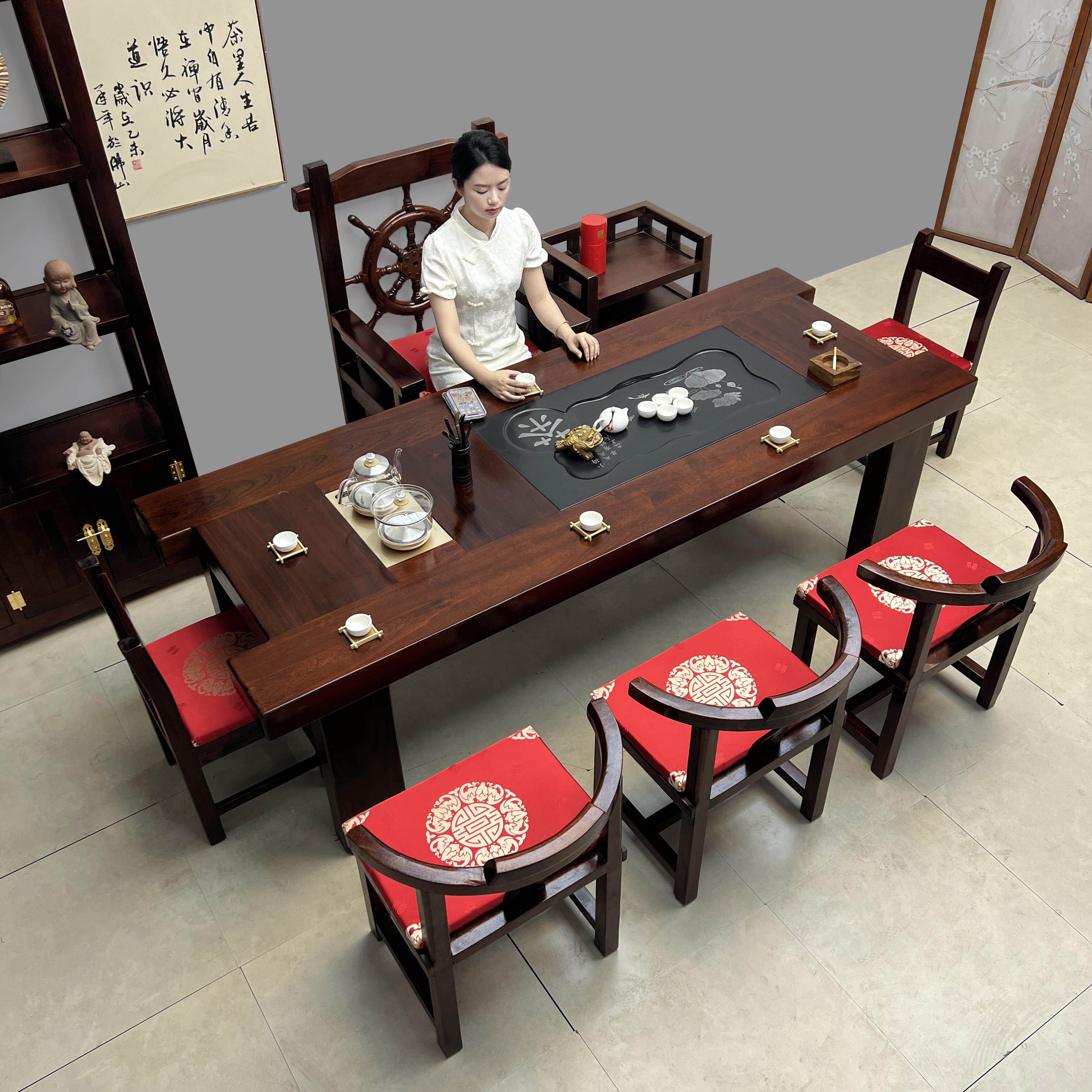 老船木茶桌茶桌椅组合办公室家用客厅实木茶台2025新款高端大板桌