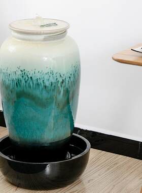 循环流水罐喷泉水景观加湿器室内外酒店餐厅家居风水招财陶瓷摆件