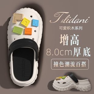 厚底洞洞鞋 女2024新款 夏季 可外穿沙滩室内防滑防臭脚eva包头拖鞋