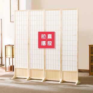 实木质屏风隔断玄关折叠移动客厅简约现代摄影背景墙板樟子格 日式