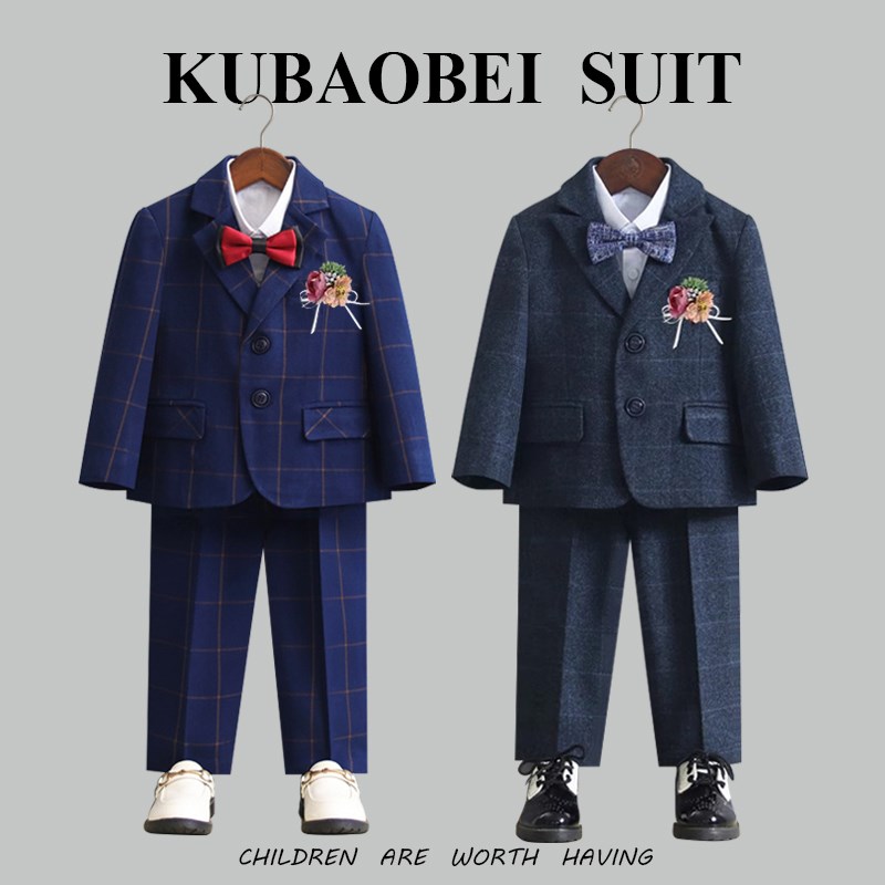 儿童西装套装秋冬英伦帅s气花童礼服男童西服大童钢琴主持人演出