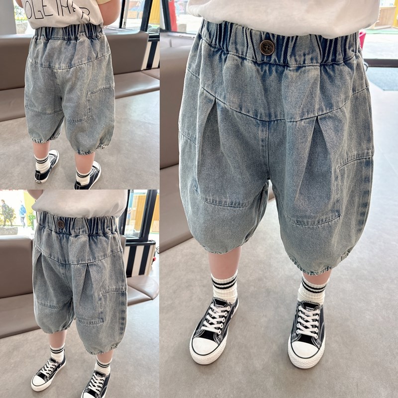 软绵绵~男童洋气宽松牛仔短裤2024夏季新款N中小童宝宝五分裤子潮