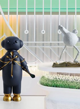 卡通雕塑落地抽象人物摆件样板间酒店电视柜儿童房桌面Z装置艺术