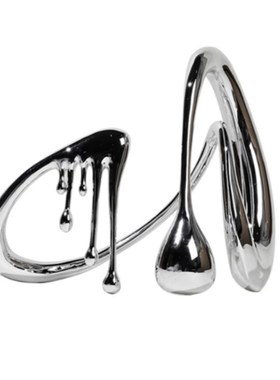 银色电镀流体g摆件现代简约抽象样板间售楼处客厅书房家居轻奢创