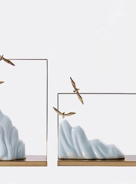 中式金属软装摆件新中式样板房售楼处酒店客厅电S视柜玄关家居饰