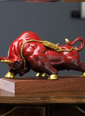 新中式创意陶瓷牛动物摆件牛气冲天家居玄关O装饰店铺招财开业礼