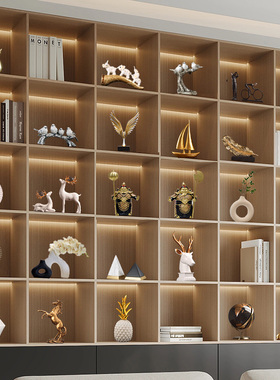 新中式轻奢高档家居装饰品摆件书柜客H厅办公室展示柜软装工艺品