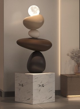 石来运转客厅摆件高级感电视柜旁边落地灯沙发大S型装饰品卧室夜