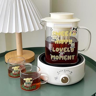 可加热高硼硅玻璃杯办公室专用电陶炉可煮花茶杯带茶仓泡茶杯套装